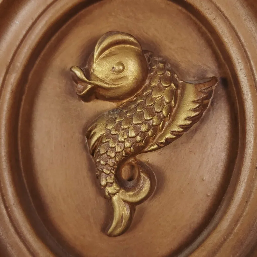 Vintage Chalkware‎ Fish Wall Plaque, Brown and Gold
